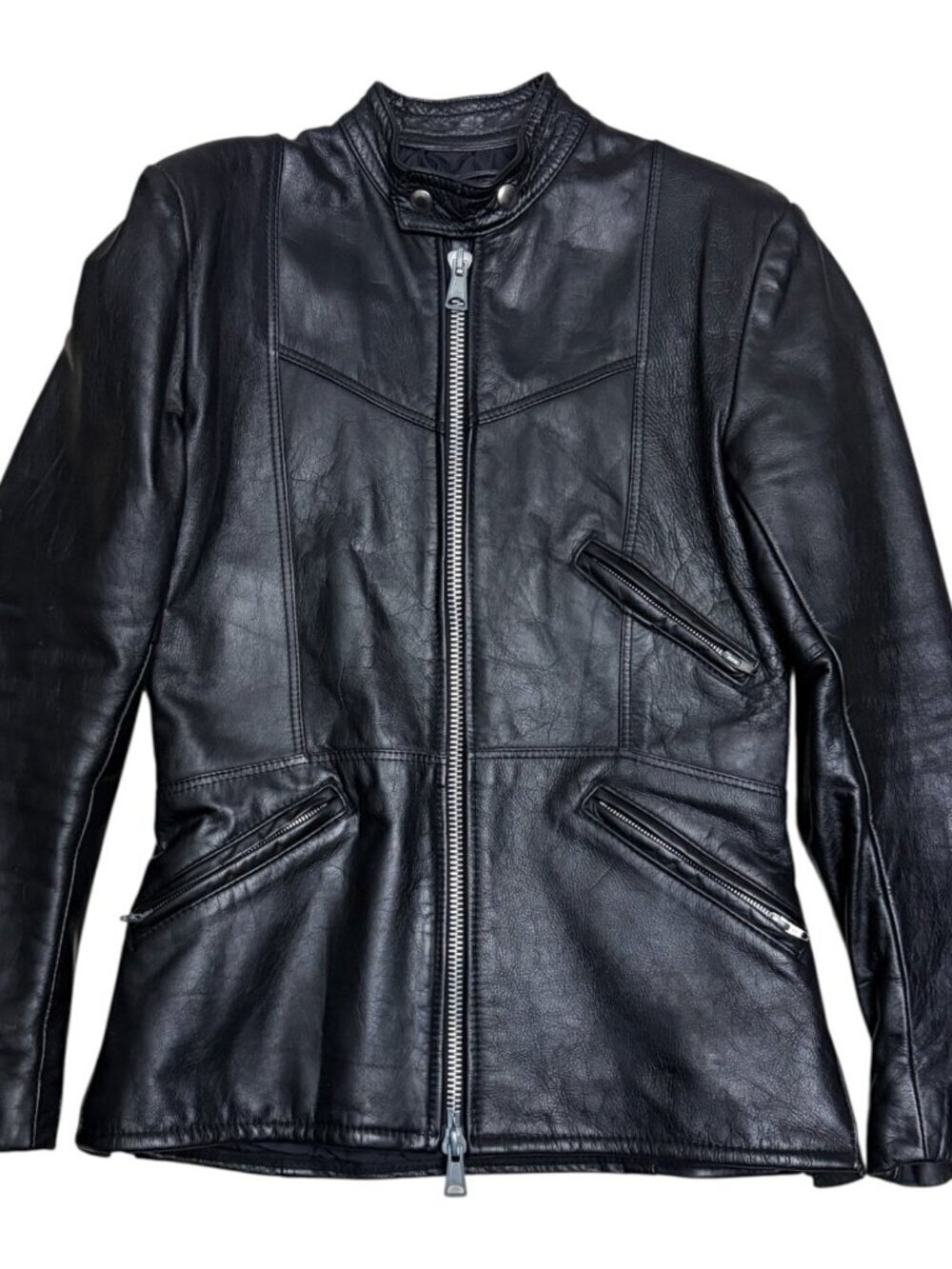 BRISTOL Vintage Golden Crown LEATHER Luxury Motorcycle Biker Jacket Womens Small
